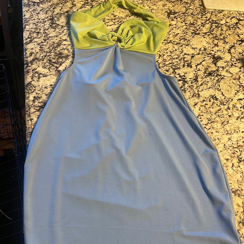 Short green and blue dress short fashion nova